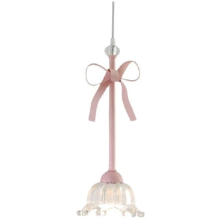 ZOWALA - Romantic Bedroom Pink Bow Ceramics Floral Pendant Light Image - 13