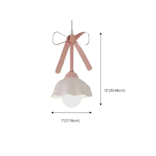 ZOWALA - Romantic Bedroom Pink Bow Ceramics Floral Pendant Light #size