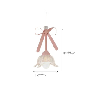 ZOWALA - Romantic Bedroom Pink Bow Ceramics Floral Pendant Light Image - 15