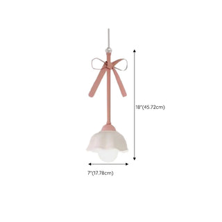 ZOWALA - Romantic Bedroom Pink Bow Ceramics Floral Pendant Light Image - 16