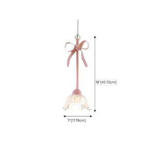 ZOWALA - Romantic Bedroom Pink Bow Ceramics Floral Pendant Light Image - 17