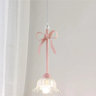 ZOWALA - Romantic Bedroom Pink Bow Ceramics Floral Pendant Light Image - 7