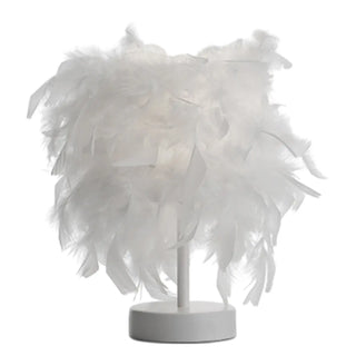 Romantic White Feather Lampshade Bedside Table Lamp Zawala Image - 10