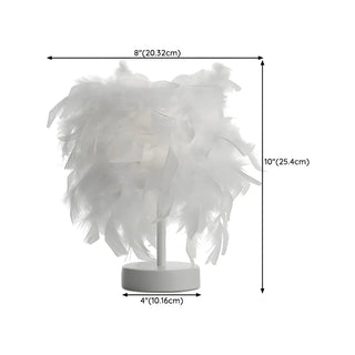 Romantic White Feather Lampshade Bedside Table Lamp Zawala #size