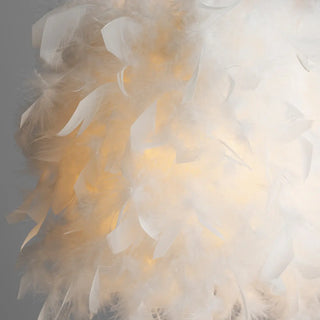 Romantic White Feather Lampshade Bedside Table Lamp Zawala Image - 8