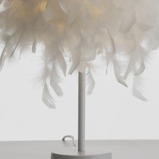 Romantic White Feather Lampshade Bedside Table Lamp Zawala Image - 9