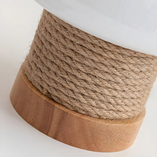 Simple Small White Glass Shade Rope-Wrapped Table Lamp Zawala Image - 10