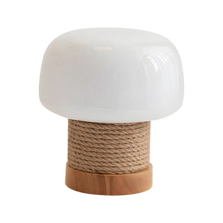 Simple Small White Glass Shade Rope-Wrapped Table Lamp Zawala Image - 11