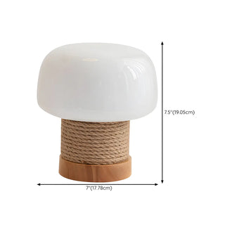 Simple Small White Glass Shade Rope-Wrapped Table Lamp Zawala #size