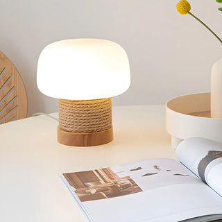 Simple Small White Glass Shade Rope-Wrapped Table Lamp Zawala Image - 3
