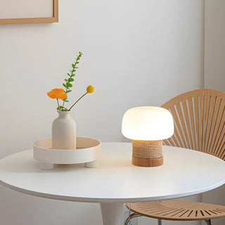 Simple Small White Glass Shade Rope-Wrapped Table Lamp Zawala Image - 4