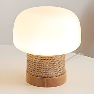 Simple Small White Glass Shade Rope-Wrapped Table Lamp Zawala Image - 5