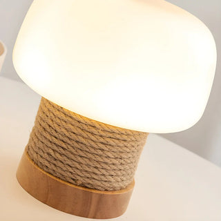 Simple Small White Glass Shade Rope-Wrapped Table Lamp Zawala Image - 6