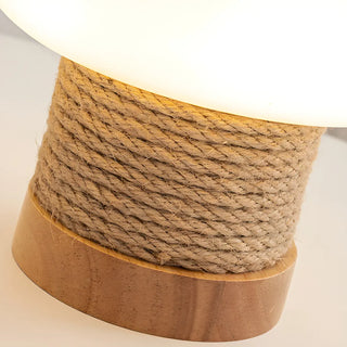 Simple Small White Glass Shade Rope-Wrapped Table Lamp Zawala Image - 7