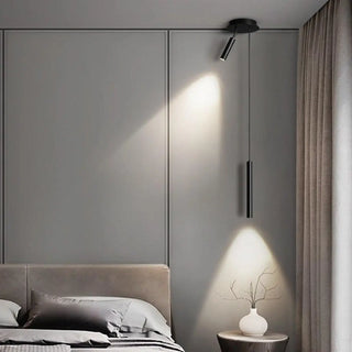 ZOWALA - Modern Black Cylinder Bedroom Dual Heads LED Pendant Light Image - 1