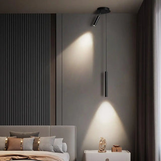 ZOWALA - Modern Black Cylinder Bedroom Dual Heads LED Pendant Light Image - 2