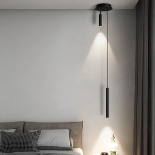 ZOWALA - Modern Black Cylinder Bedroom Dual Heads LED Pendant Light Image - 3
