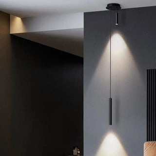 ZOWALA - Modern Black Cylinder Bedroom Dual Heads LED Pendant Light Image - 4