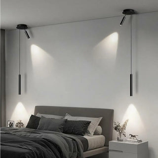 ZOWALA - Modern Black Cylinder Bedroom Dual Heads LED Pendant Light Image - 6