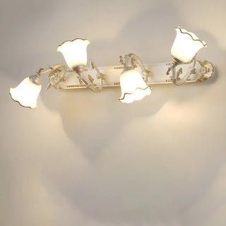 ZOWALA - Elegant White Glass Floral Metal LED Vanity Light Image - 2