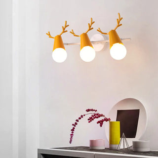 ZOWALA - Creative 3-Light Yellow Deer Antler Vanity Wall Light Image - 1
