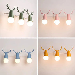 ZOWALA - Creative 3-Light Yellow Deer Antler Vanity Wall Light Image - 2