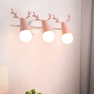 ZOWALA - Creative 3-Light Yellow Deer Antler Vanity Wall Light Image - 3