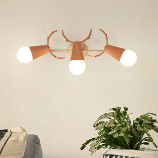 ZOWALA - Creative 3-Light Yellow Deer Antler Vanity Wall Light Image - 8