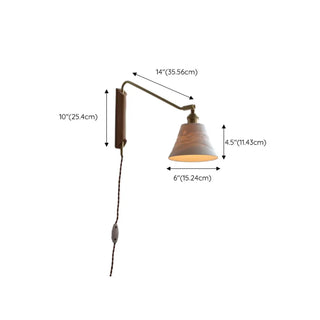 Adjustable Walnut Wood Ribbed Ceramics Wall Sconce Zawala #size