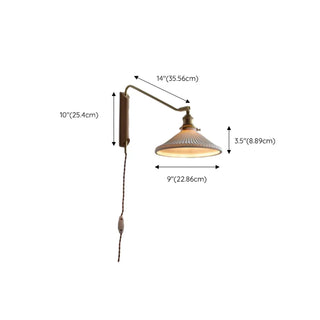 Adjustable Walnut Wood Ribbed Ceramics Wall Sconce Zawala Image - 15