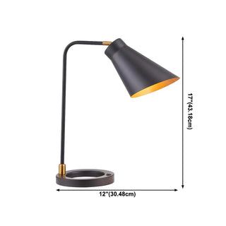 Simple Black Conical  Adjustable Shade Metal Table Lamp Zawala #size