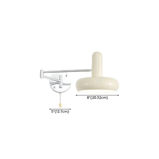 ZOWALA - Nordic Swing Arm Round Iron Bedroom Beige Wall Light #size