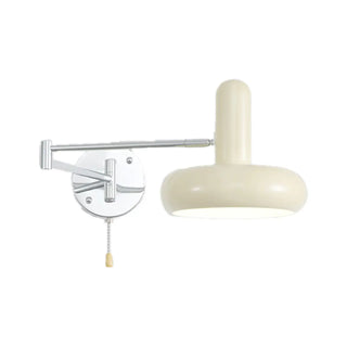 ZOWALA - Nordic Swing Arm Round Iron Bedroom Beige Wall Light Image - 6