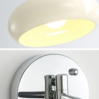 ZOWALA - Nordic Swing Arm Round Iron Bedroom Beige Wall Light Image - 8