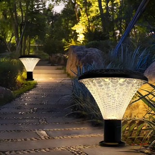 Modern Conical Solar-Powered Outdoor Garden Post Light Zawala Image - 20