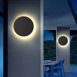 Minimalist Round Outdoor Ambience Wall Light Black Zawala Image - 2