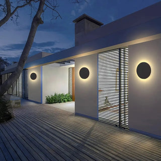 Minimalist Round Outdoor Ambience Wall Light Black Zawala Image - 3