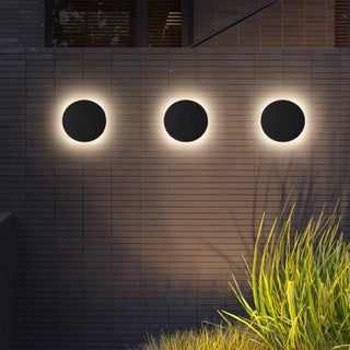 Minimalist Round Outdoor Ambience Wall Light Black Zawala Image - 4