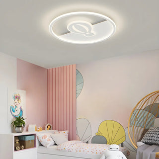 Bedroom White Hot Air Balloon Round Flush Mount Light Zawala Image - 1