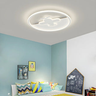 Bedroom White Hot Air Balloon Round Flush Mount Light Zawala Image - 2