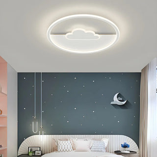Bedroom White Hot Air Balloon Round Flush Mount Light Zawala Image - 3
