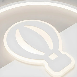 Bedroom White Hot Air Balloon Round Flush Mount Light Zawala Image - 7