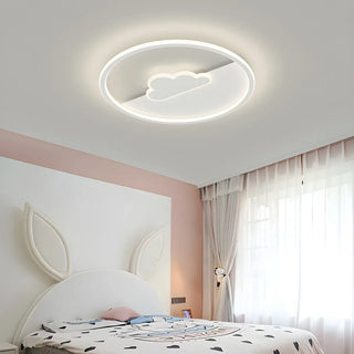 Bedroom White Hot Air Balloon Round Flush Mount Light Zawala Image - 9