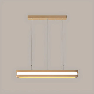 Rectangle Wood LED Adjustable Height Island Chandelier Image - 5