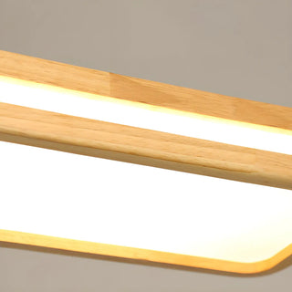 Rectangle Wood LED Adjustable Height Island Chandelier Image - 7
