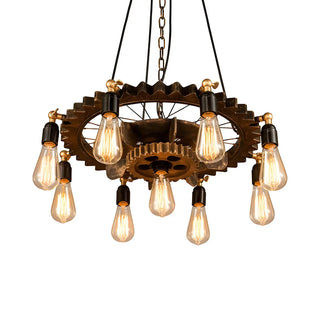 ZOWALA - Gear Chain Metal Rust Restaurant Edison Bulb Chandelier Image - 4