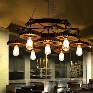 ZOWALA - Gear Open Antique Metal Chandelier Image - 13