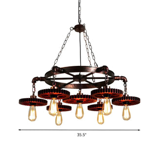 ZOWALA - Gear Open Antique Metal Chandelier Image - 9