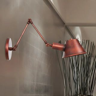 ZOWALA - Industrial Cone Adjustable Swing Arm Rust Red Wall Sconce Image - 2