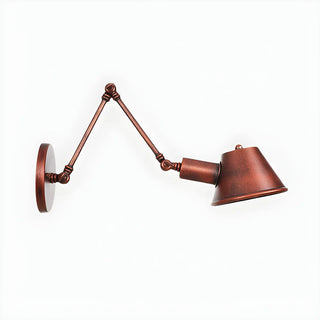 ZOWALA - Industrial Cone Adjustable Swing Arm Rust Red Wall Sconce Image - 5